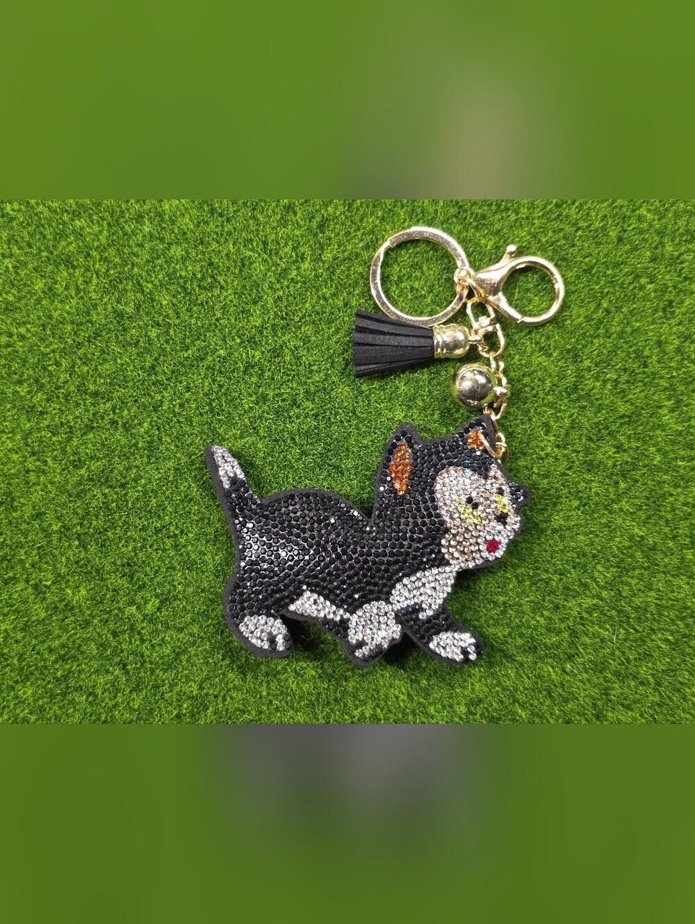 Figaro Cat Keychain Charm - Black Cat Accent